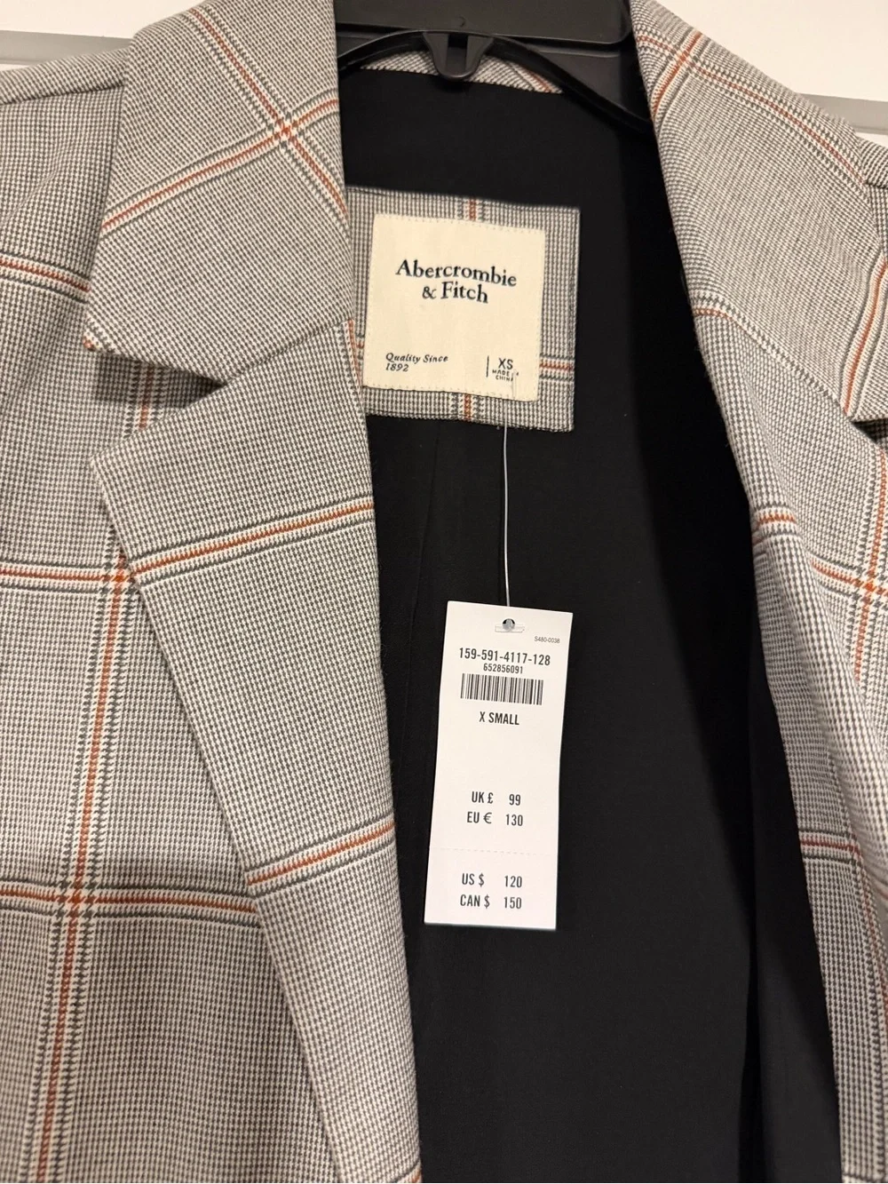 Abercrombie & Fitch Women's Gray Plaid Blazer Dress- XS NWT!